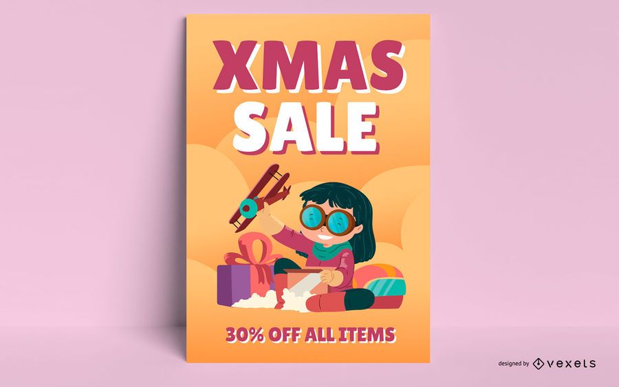 Cartel de niño de venta de Navidad Cartel de niño de venta de Navidad