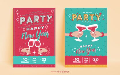 Invitaciones de cartel de fiesta de año nuevo Invitaciones de cartel de fiesta de año nuevo
