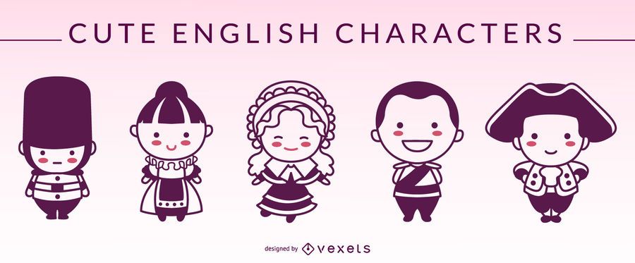 Cute english characters silhouettes Cute english characters silhouettes
