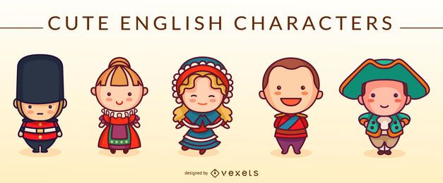 Lindo conjunto de personajes en inglés