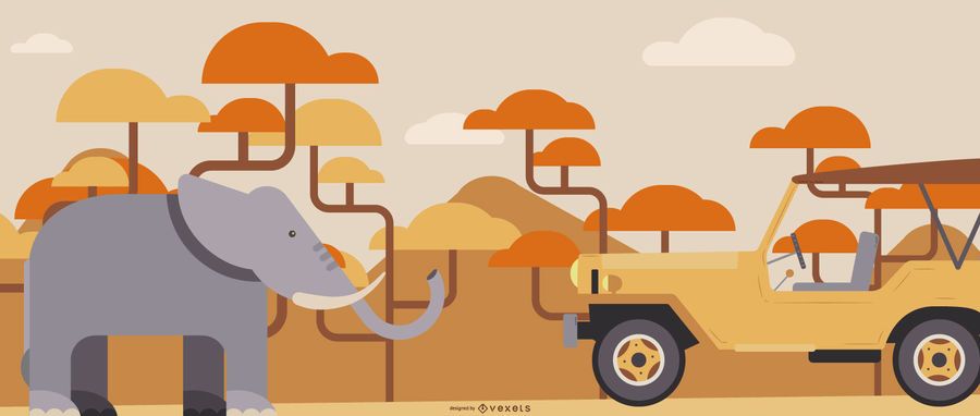 Ilustración plana Safari Ilustración plana Safari