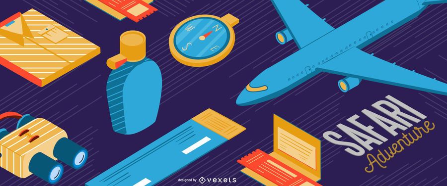 Safari isometric editable banner Safari isometric editable banner