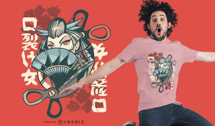 Kuchisake-onna Japanese Woman T-shirt Design Kuchisake-onna Japanese Woman T-shirt Design