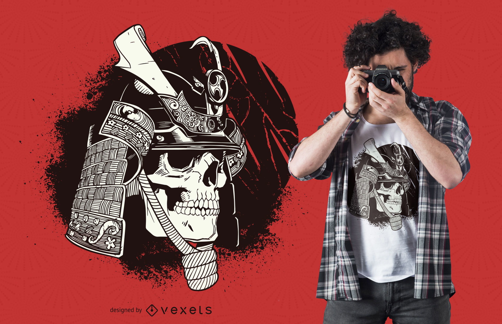 Samurai skull t-shirt design