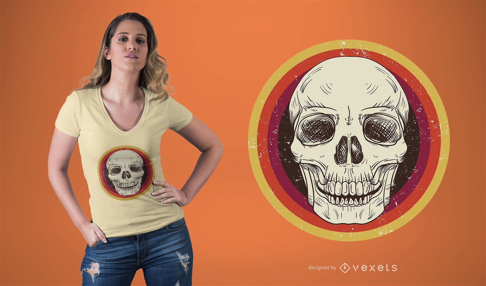 Retro Skull T-Shirt Design 