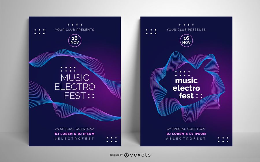 Electro music poster template Electro music poster template