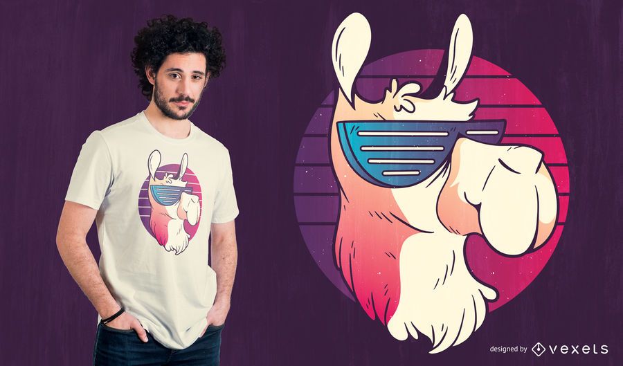 Design retro do t-shirt do lama legal Design retro do t-shirt do lama legal