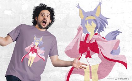Anime Cat Girl T-shirt Design Anime Cat Girl T-shirt Design