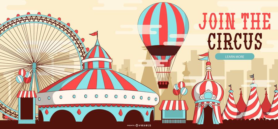 Junte-se ao design de banner editável de circo Junte-se ao design de banner editável de circo