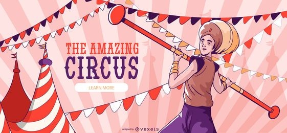Banner editável incrível de circo