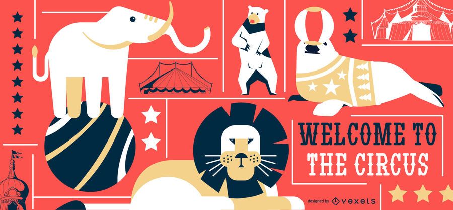 Banner editable de animales de circo Banner editable de animales de circo