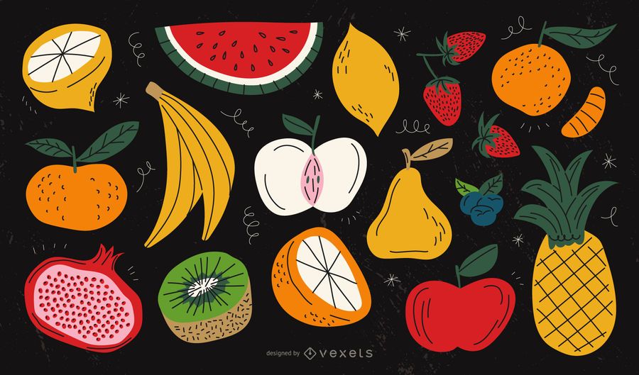Colección colorida de frutas Colección colorida de frutas
