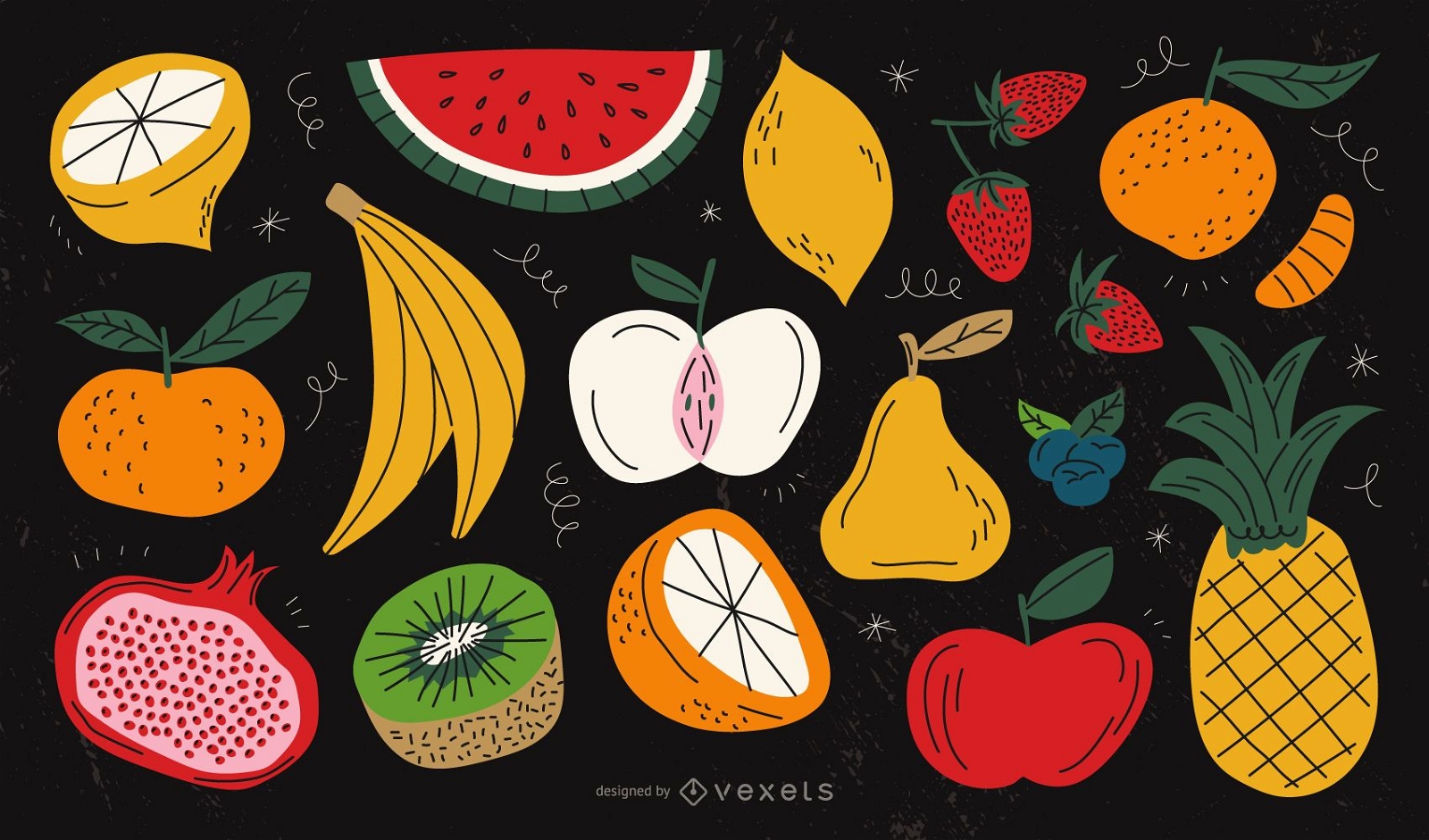 Colección colorida de frutas