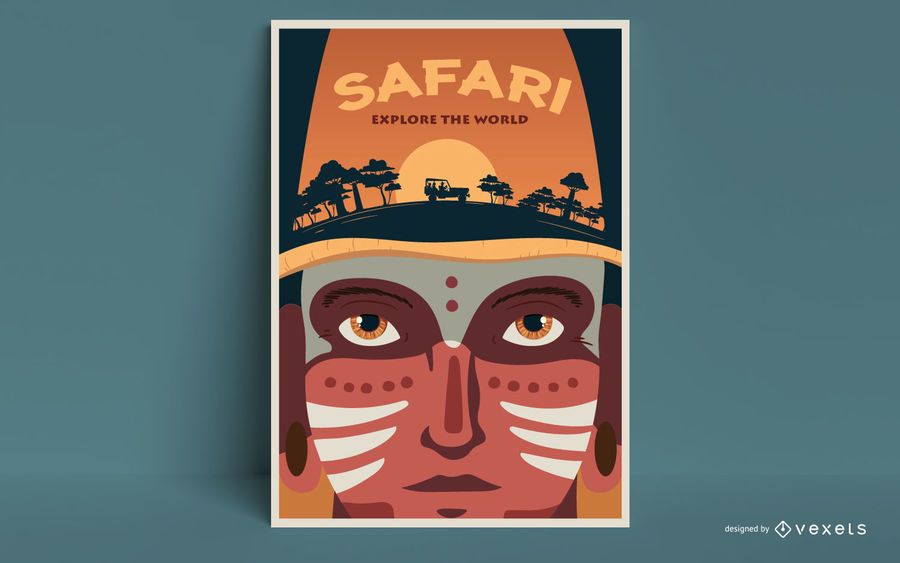 Plantilla de cartel de hombre safari Plantilla de cartel de hombre safari
