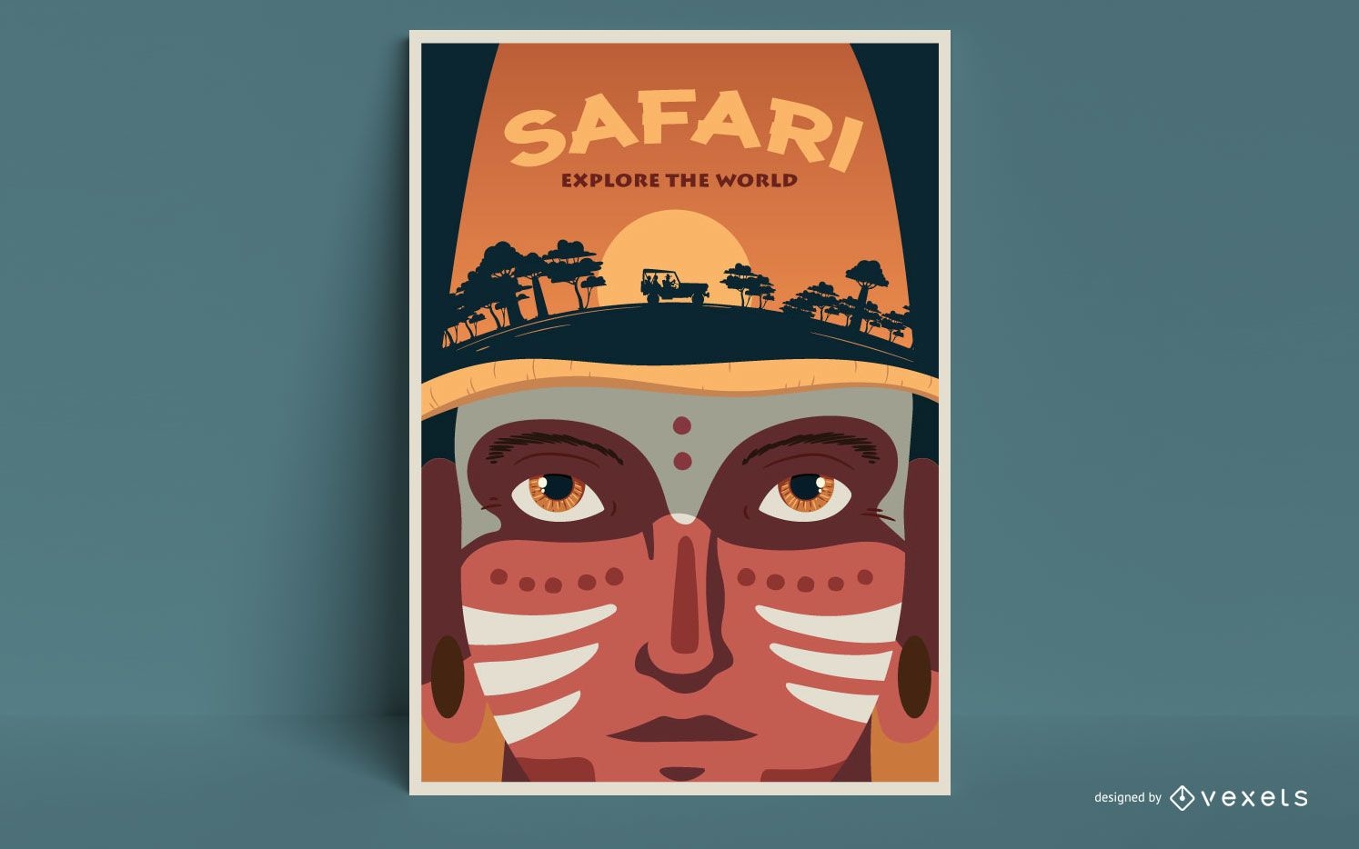 Safari man poster template