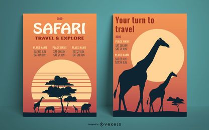 Plantilla de cartel de atardecer de safari