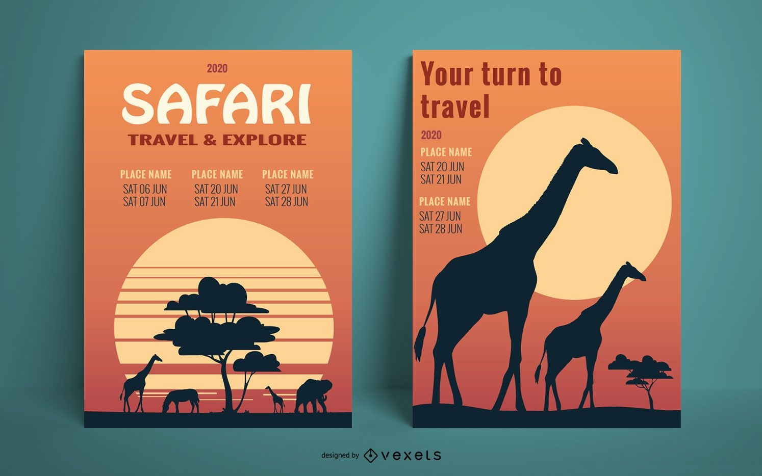 Safari Sonnenuntergang Poster Vorlage