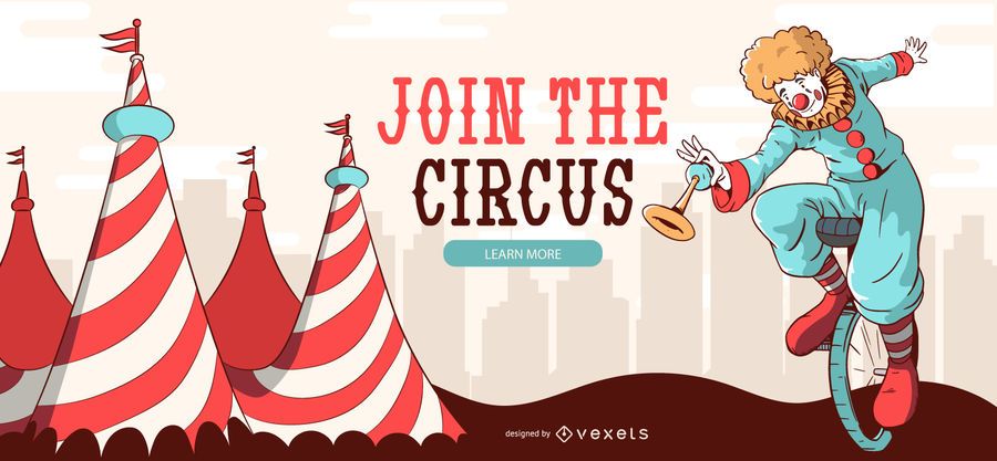 Circus clown editable banner Circus clown editable banner