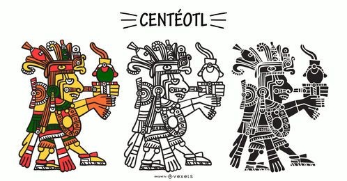 Conjunto de ilustración de Dios azteca CentÃ © otl