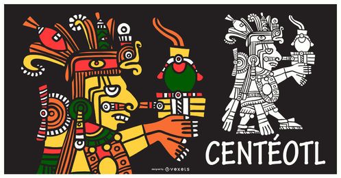 Projeto da ilustração do deus asteca Centeotl