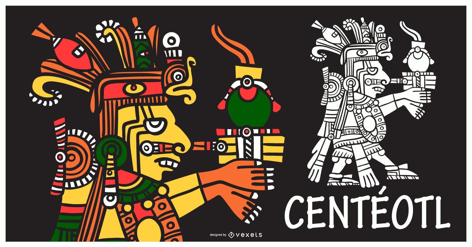 Diseño de ilustración de Dios azteca Centeotl
