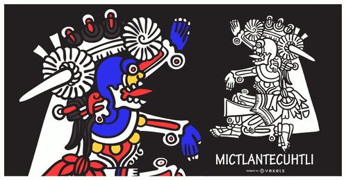Ilustración de dios azteca mictlantecuhtli