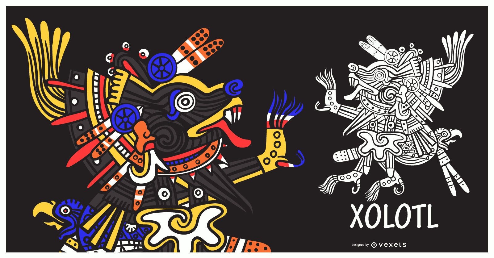 Ilustración del dios xolotl azteca