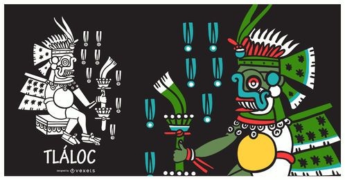 Ilustración de dios azteca tlaloc