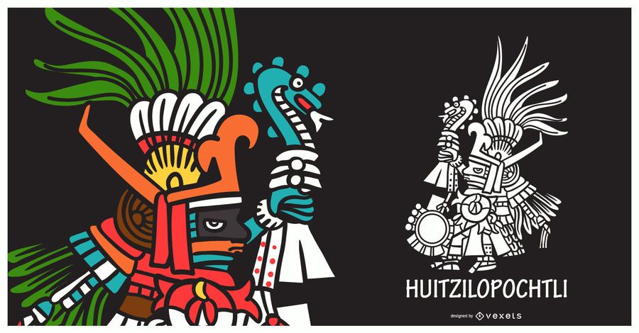 Aztec god huitzilopochtli illustration Aztec god huitzilopochtli illustration