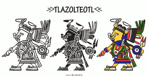 Tlazolteol aztec god vector set Tlazolteol aztec god vector set