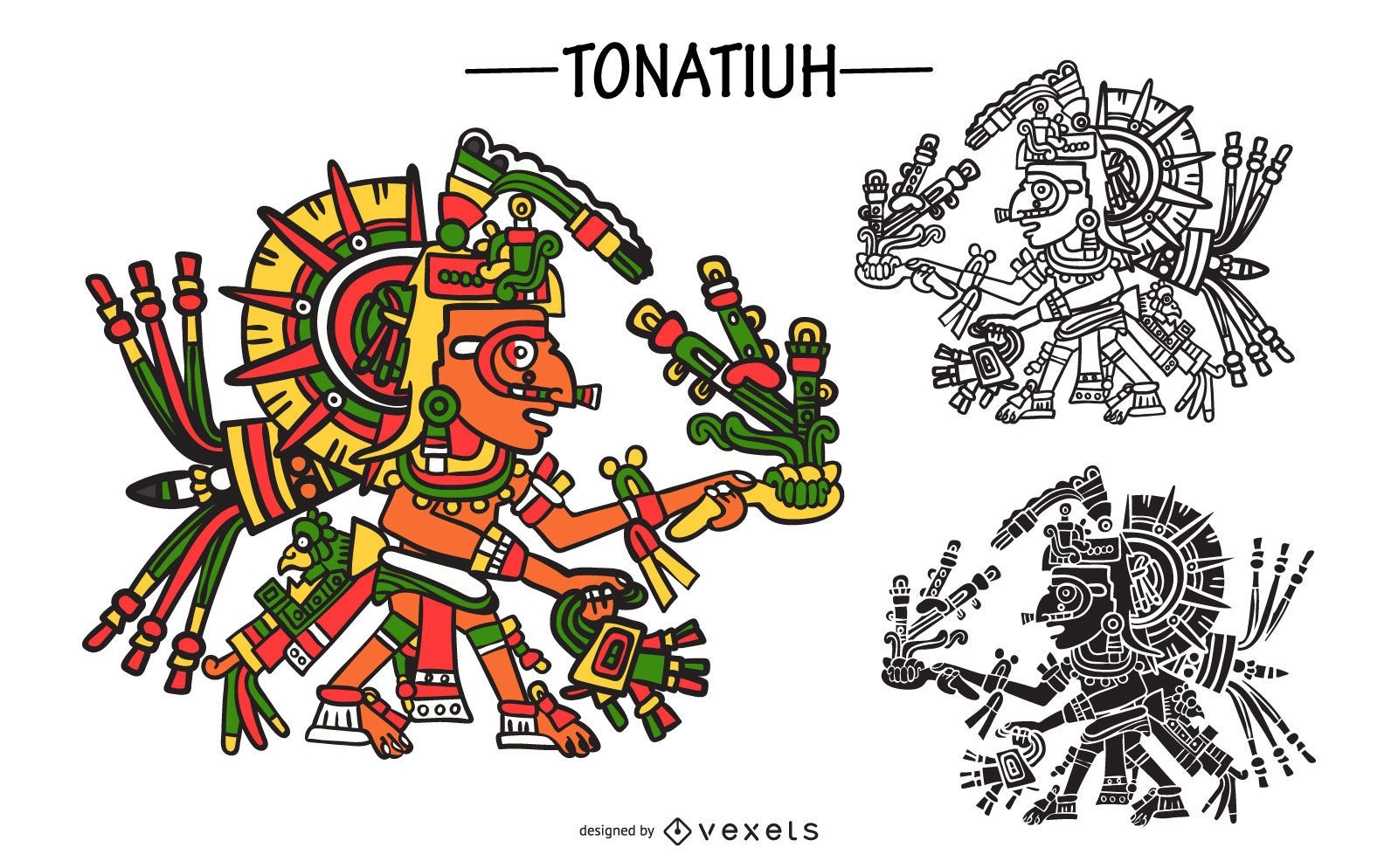 Tonatiuh aztekischer Gottvektorsatz