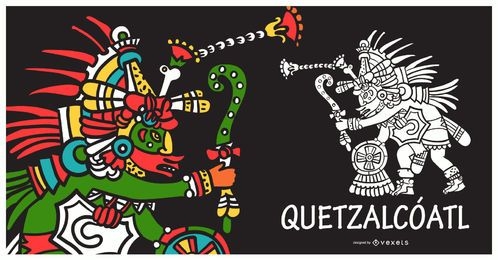 Ilustración de dios azteca quetzalcoatl