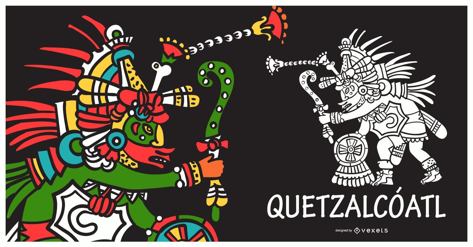 Aztec god quetzalcoatl illustration