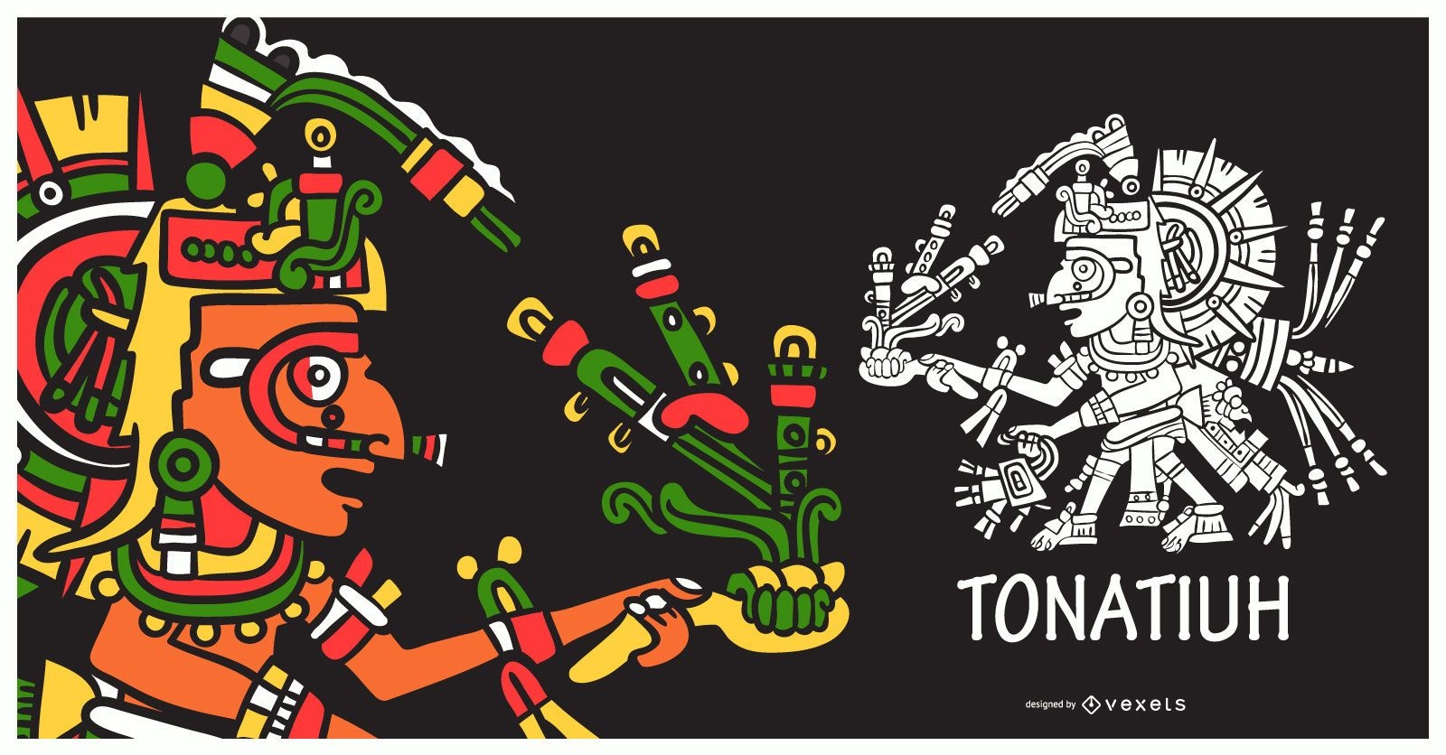 Ilustración de dios azteca tonatiuh
