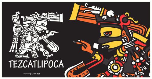 Aztekischer Gott tezcatlipoca Illustration Aztekischer Gott tezcatlipoca Illustration