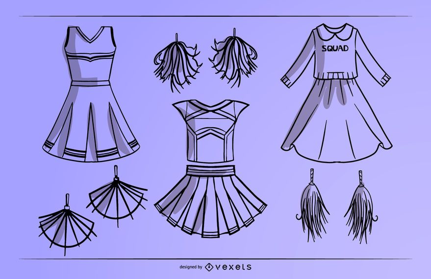 Conjunto de trazos de vestido de animadora Conjunto de trazos de vestido de animadora