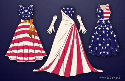 USA dresses vector set USA dresses vector set