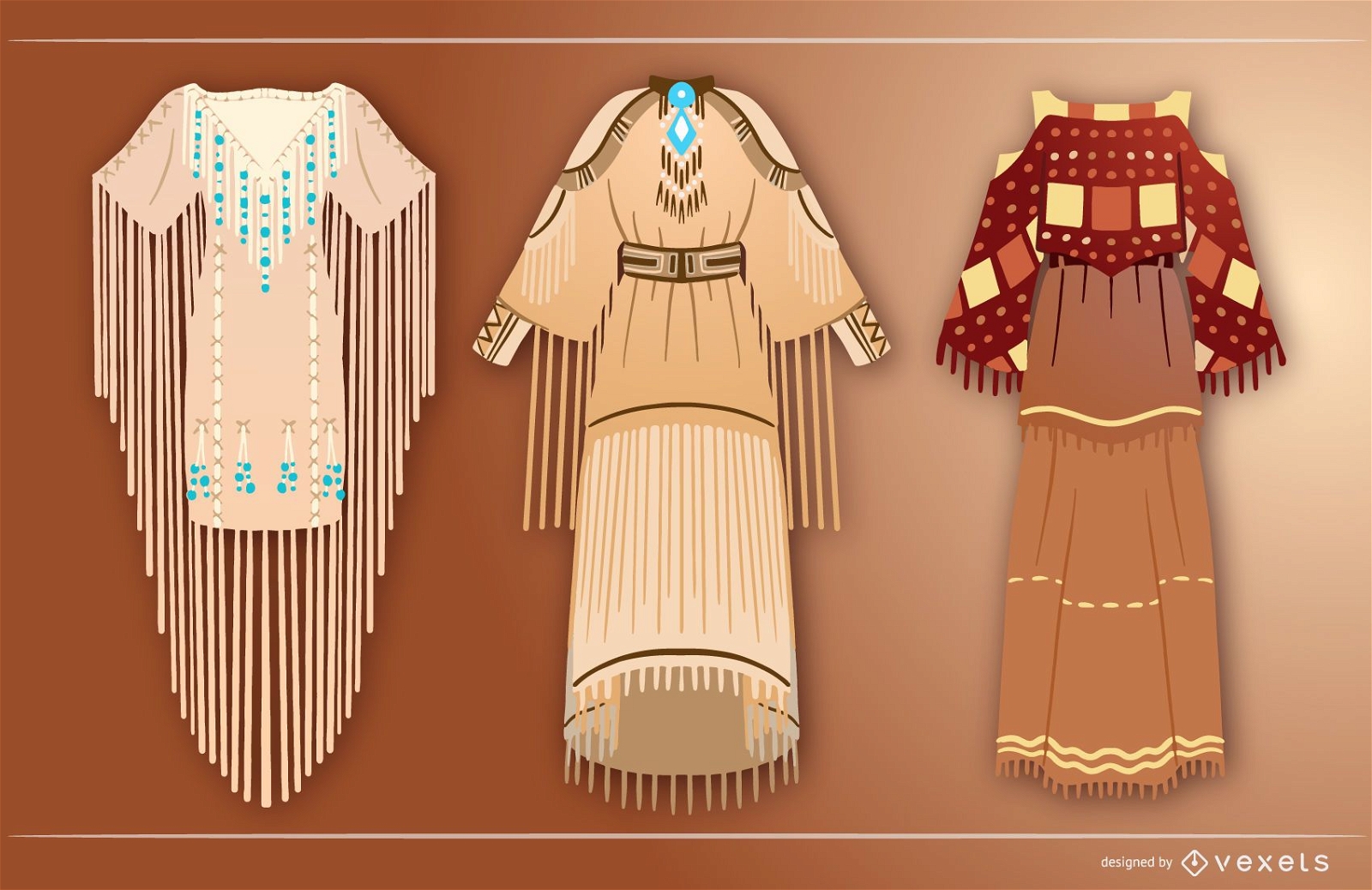 Conjunto de vestidos de nativos americanos