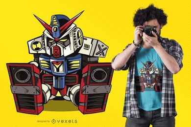 Diseño de camiseta de robot mecha soñoliento Diseño de camiseta de robot mecha soñoliento