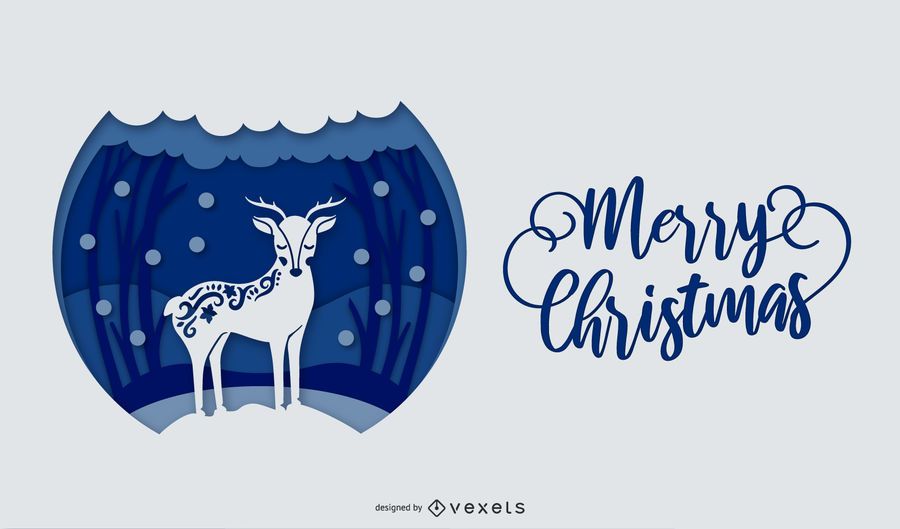 Ilustración de papercut de feliz navidad Ilustración de papercut de feliz navidad