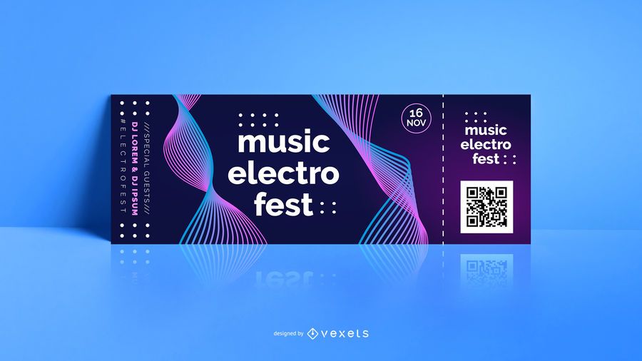 Electro music editable ticket Electro music editable ticket