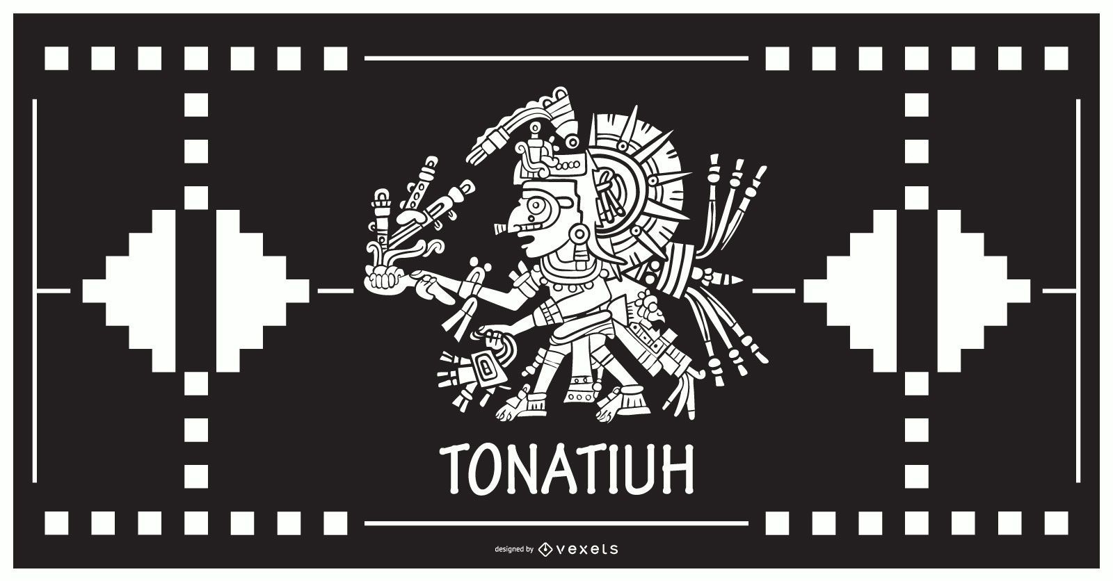 Desenho de deus asteca Tonatiuh