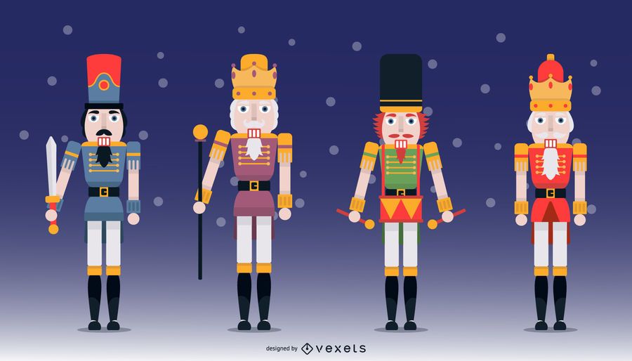 Pacote de ilustração de personagem de design plano de quebra-nozes Pacote de ilustração de personagem de design plano de quebra-nozes