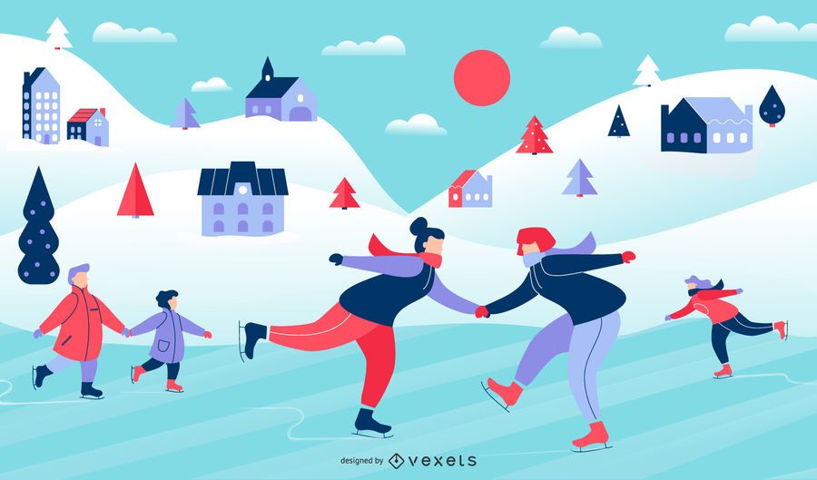 Ilustração de pessoas de cena de inverno Ilustração de pessoas de cena de inverno