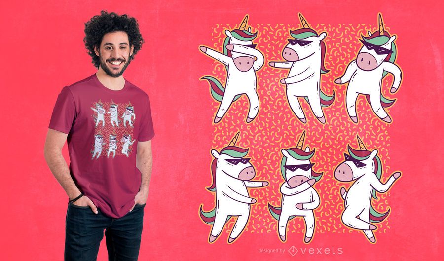 Diseño de camiseta de baile de unicornio Diseño de camiseta de baile de unicornio