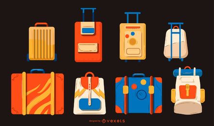 Luggage Illustration Design Set Luggage Illustration Design Set