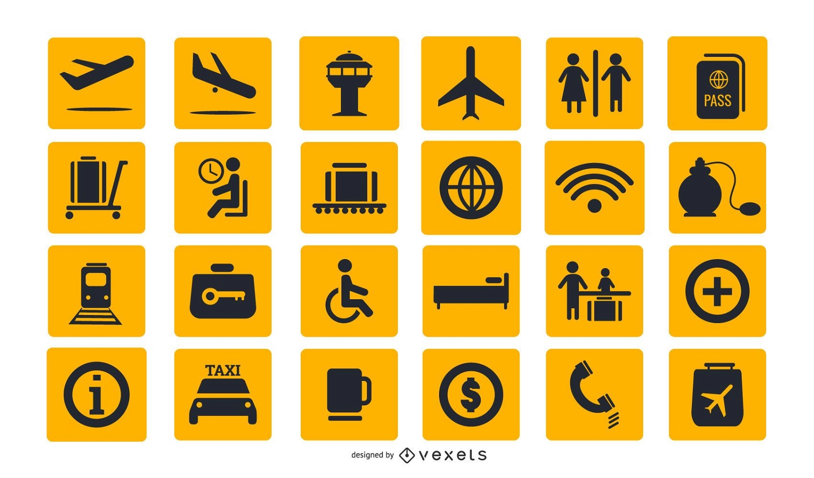 Airport signs icon collection