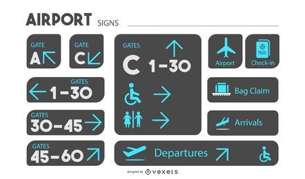 Conjunto de diseño de señalización de aeropuerto