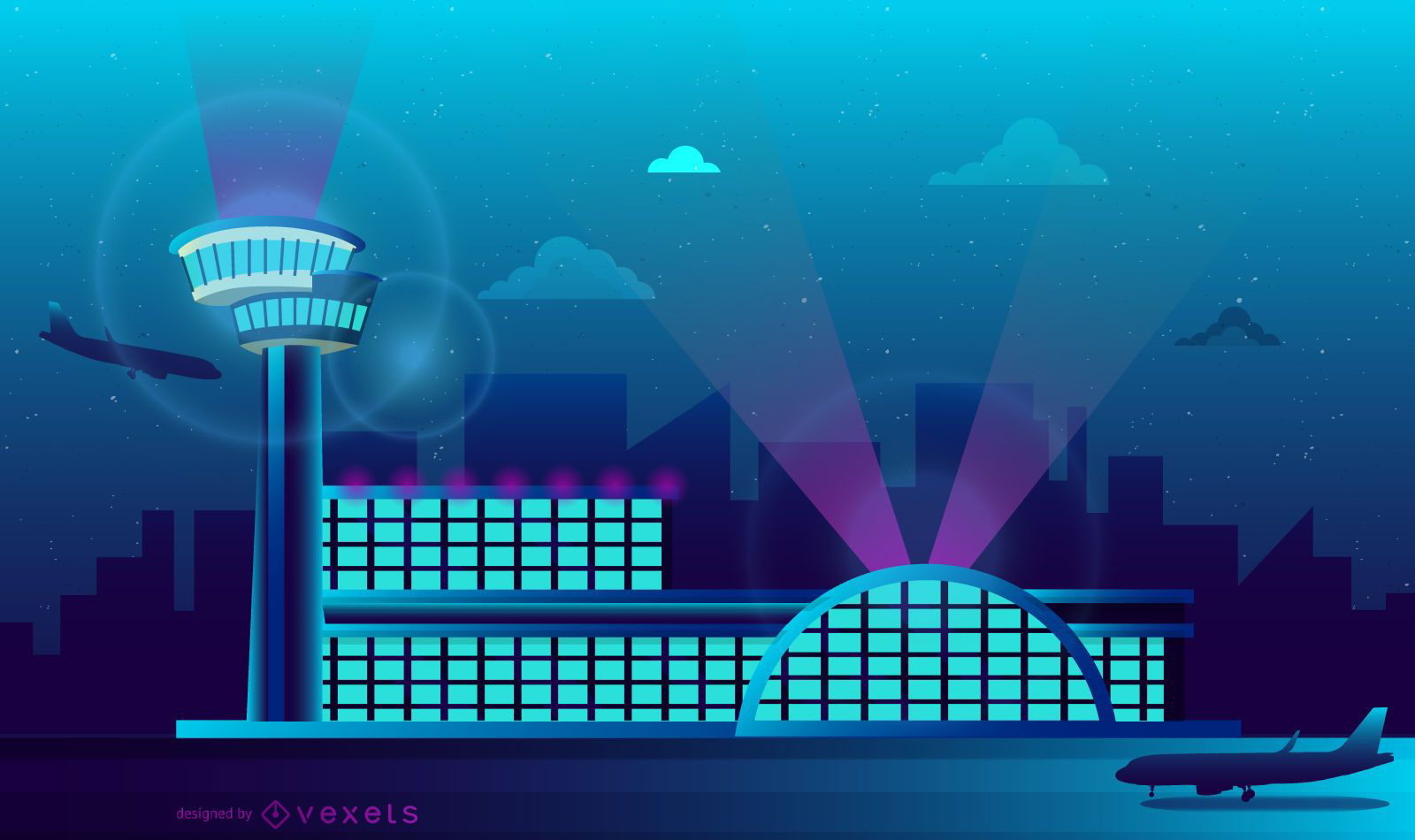 Airport Neon Skyline Design