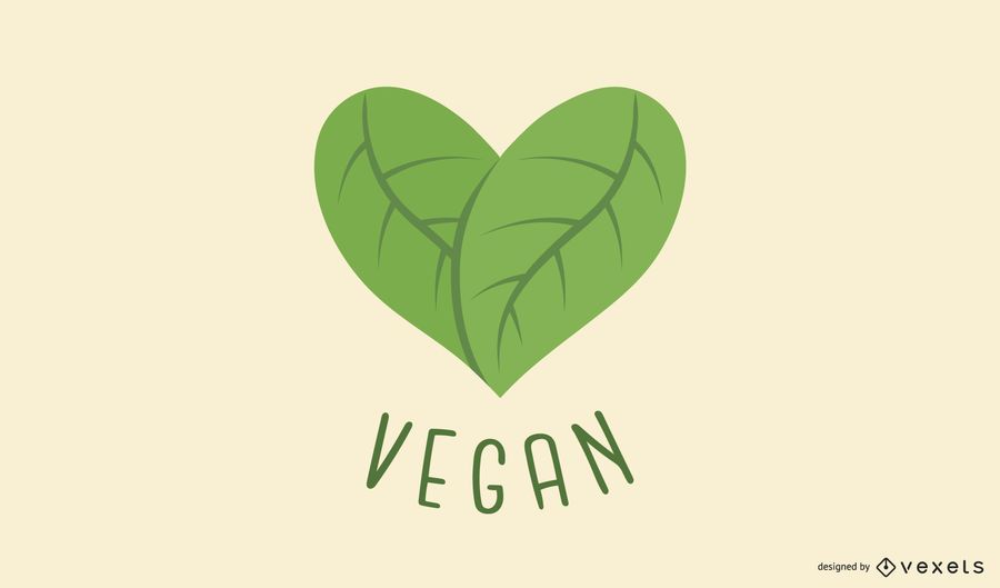 Design de logotipo de coração de folha vegan Design de logotipo de coração de folha vegan